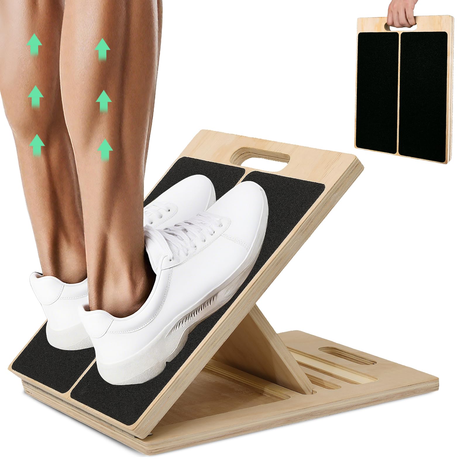 Balance Board Wobble - กระดานทรงตัวไม้ 2-in-1 และกระดานยืดกล้ามเนื้อน่องแบบปรับเอียงได้, กระดานยืดข้อเท้าปรับระดับได้, กระดานกันลื่น, ยืดส้นเท้า,
