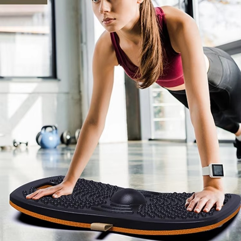 Balance Board Wobble - แผ่นรองโต๊ะทำงานแบบยืน ป้องกันความเมื่อยล้า ทำจากไม้ ทรงกระดานทรงตัว ออกแบบตามหลักสรีรศาสตร์ สำหรับใช้ในบ้าน