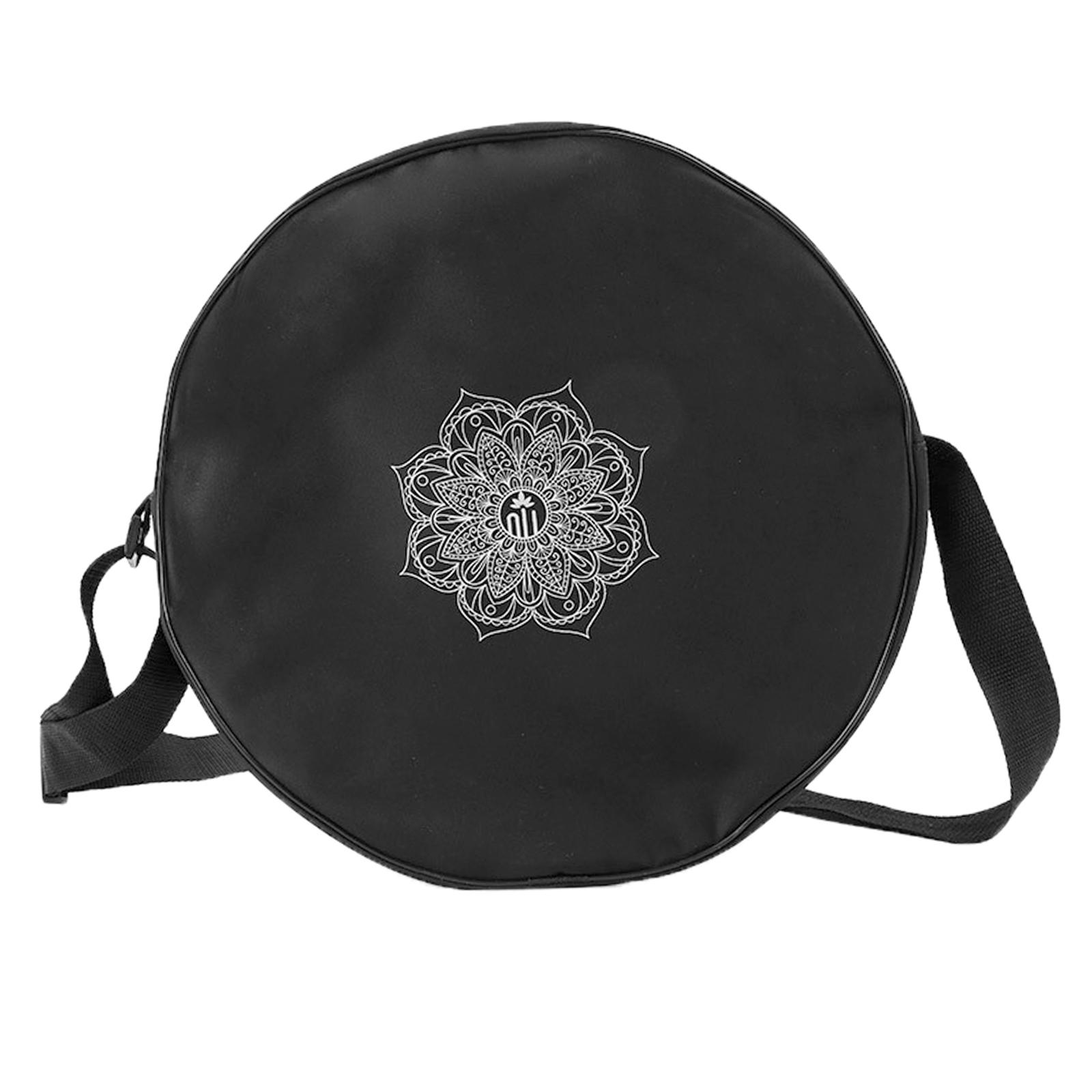 Yoga Wheel Dharma - กระเป๋าล้อโยคะไนลอนสีดำแมนดาลาดอกไม้โยคะวงกลมกระเป๋าเก็บล้อธรรมะกระเป๋าฟิตเนสสะพายไหล่