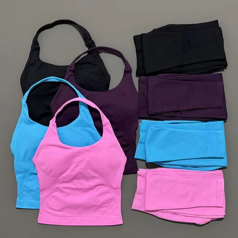 Pilates Yoga Clothes - ชุดออกกำลังกายผู้หญิง 2 ชิ้น ชุดโยคะ ชุดกีฬา ชุดโยคะเอวสูง