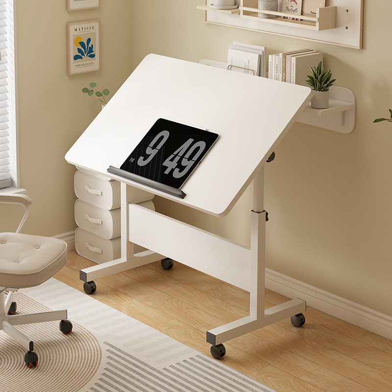 Inversion Table Fold - โต๊ะวางแล็ปท็อปแบบพับได้ ปรับระดับความสูงได้ มีล้อเลื่อน ใช้เป็นโต๊ะคอมพิวเตอร์ โต๊ะเขียนหนังสือ โต๊ะวาดเขียน