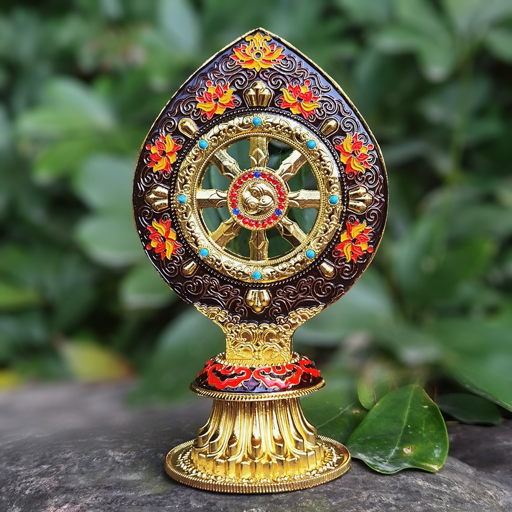 Yoga Wheel Dharma - ของตกแต่งวงล้อธรรมะทิเบตสำหรับการทำสมาธิและโยคะ, ของตกแต่งโต๊ะเซนทางจิตวิญญาณ, ของตกแต่งบ้านรูปพระพุทธรูปดอกบัว, ของขวัญ