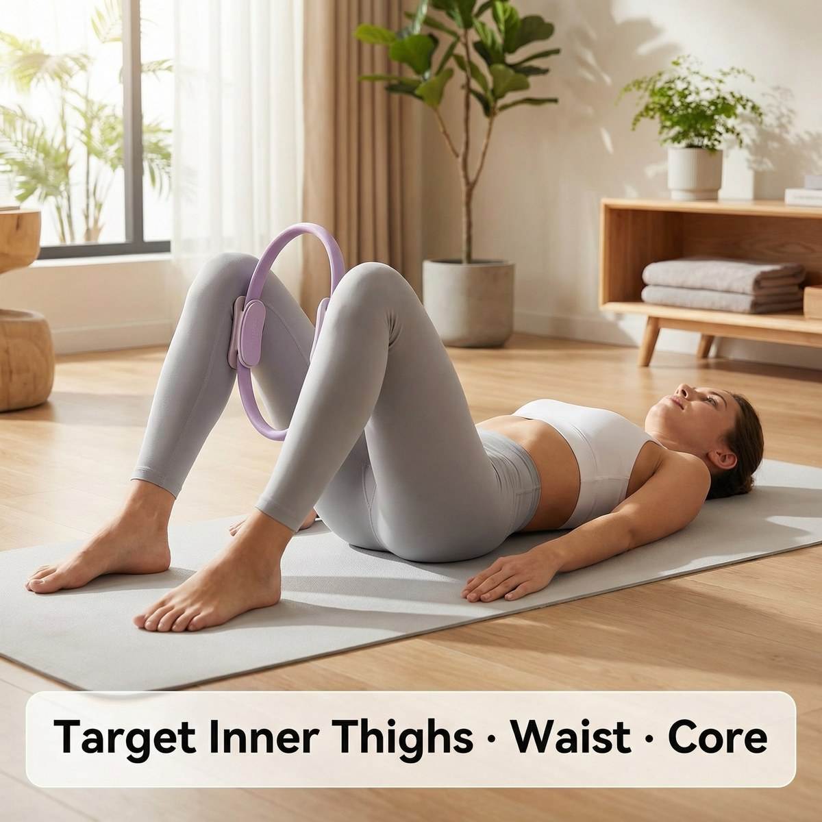 Pilates Yoga Circle - วงแหวนพิลาทิสขนาด 38 ซม. วงเวียนโยคะสำหรับฝึกกล้ามเนื้อต้นขาและกระชับกล้ามเนื้ออุ้งเชิงกราน อุปกรณ์ออกกำลังกายที่บ้าน