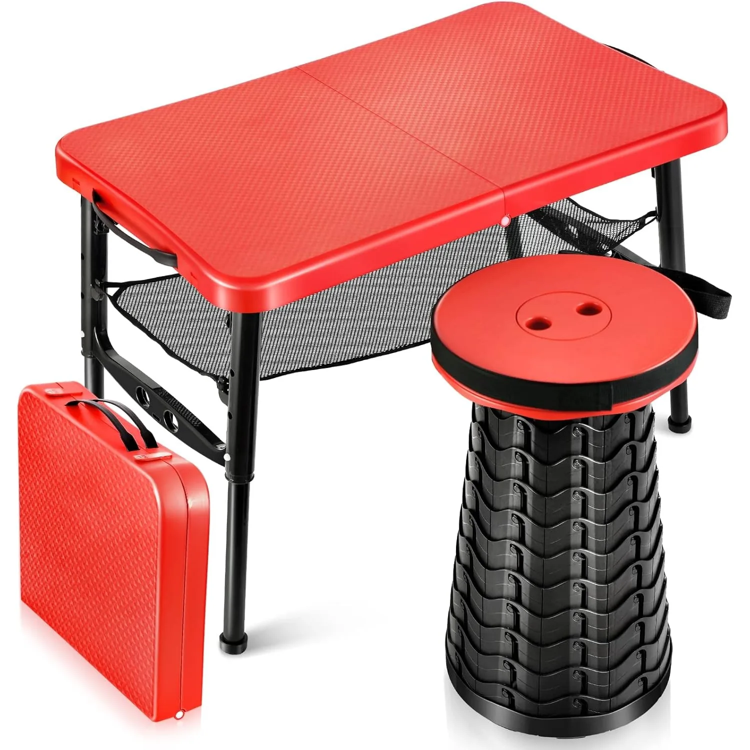 Inversion Table Fold - ชุดโต๊ะและสตูลพับแบบพับเก็บได้แบบพกพาโต๊ะพับได้พร้อมสตูลปรับได้สำหรับโต๊ะแล็ปท็อปปิกนิกกลางแจ้ง