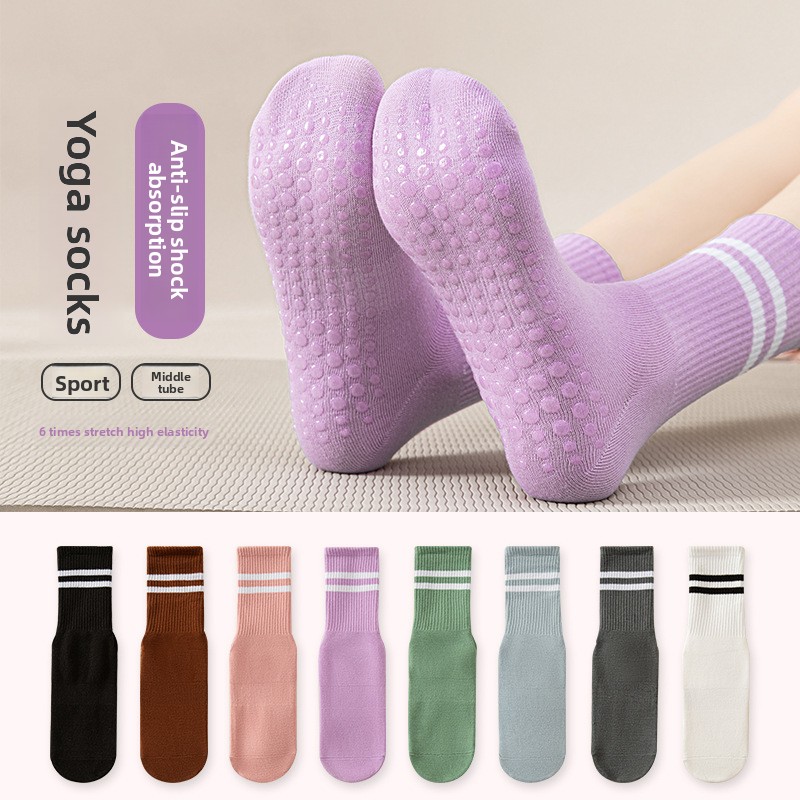 ถุงเท้าข้อสูงลายทางคู่สำหรับผู - Pilates Yoga Workout บทวิจารณ์และราคา