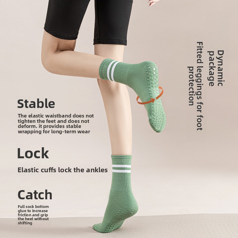 ถุงเท้าข้อสูงลายทางคู่สำหรับผู - Pilates Yoga Workout บทวิจารณ์และราคา