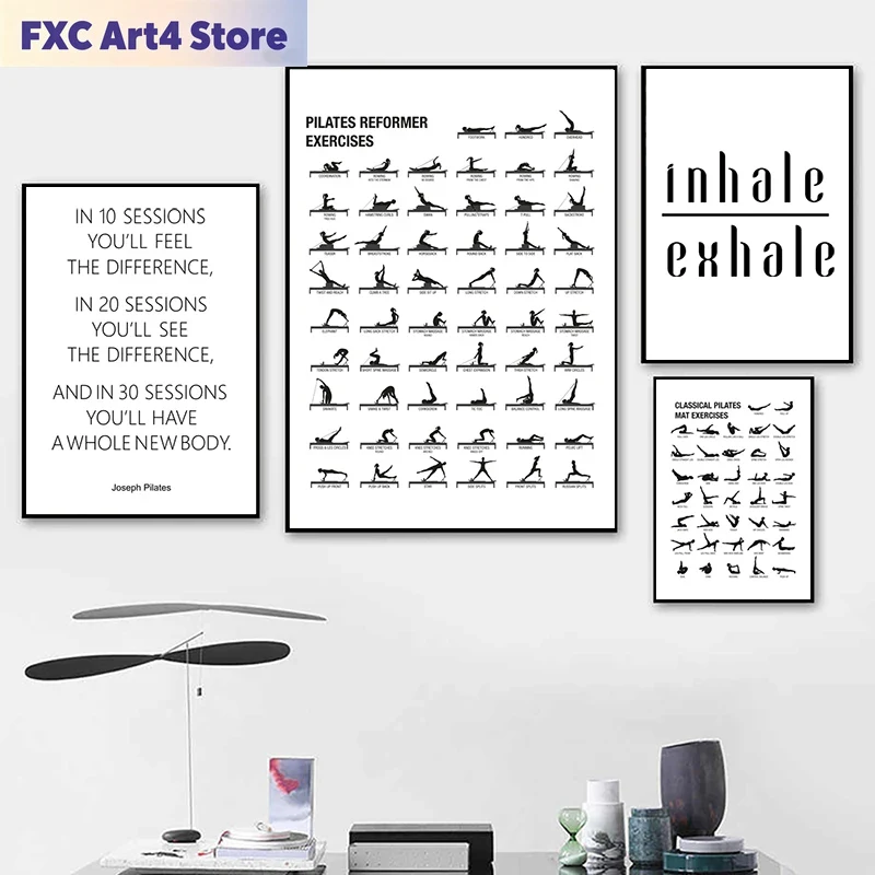 โปสเตอร์แผนภาพการออกกำลังกายพิ - Pilates Yoga Fitness บทวิจารณ์และราคา