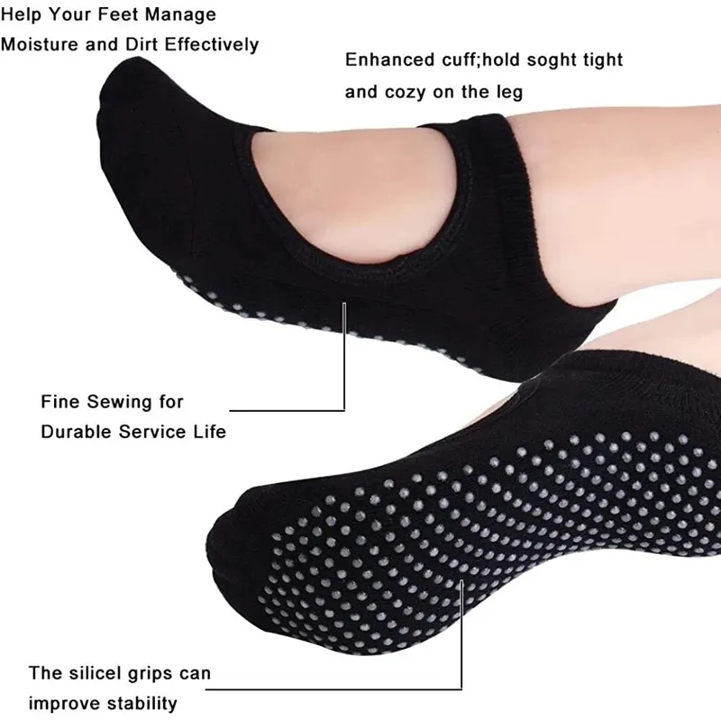 ถุงเท้าโยคะแบบไม่มีส้นกันลื่น  - Pilates Yoga Workout บทวิจารณ์และราคา