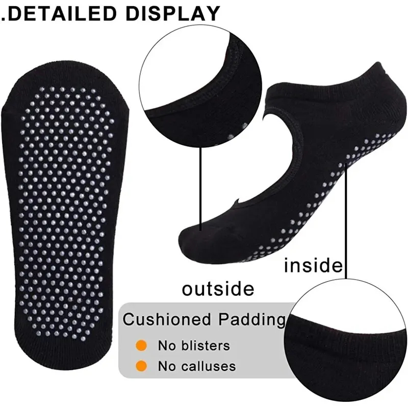 ถุงเท้าโยคะแบบไม่มีส้นกันลื่น  - Pilates Yoga Workout บทวิจารณ์และราคา