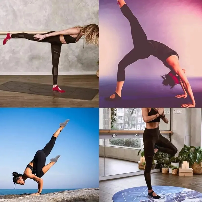 ถุงเท้าโยคะแบบไม่มีส้นกันลื่น  - Pilates Yoga Workout บทวิจารณ์และราคา