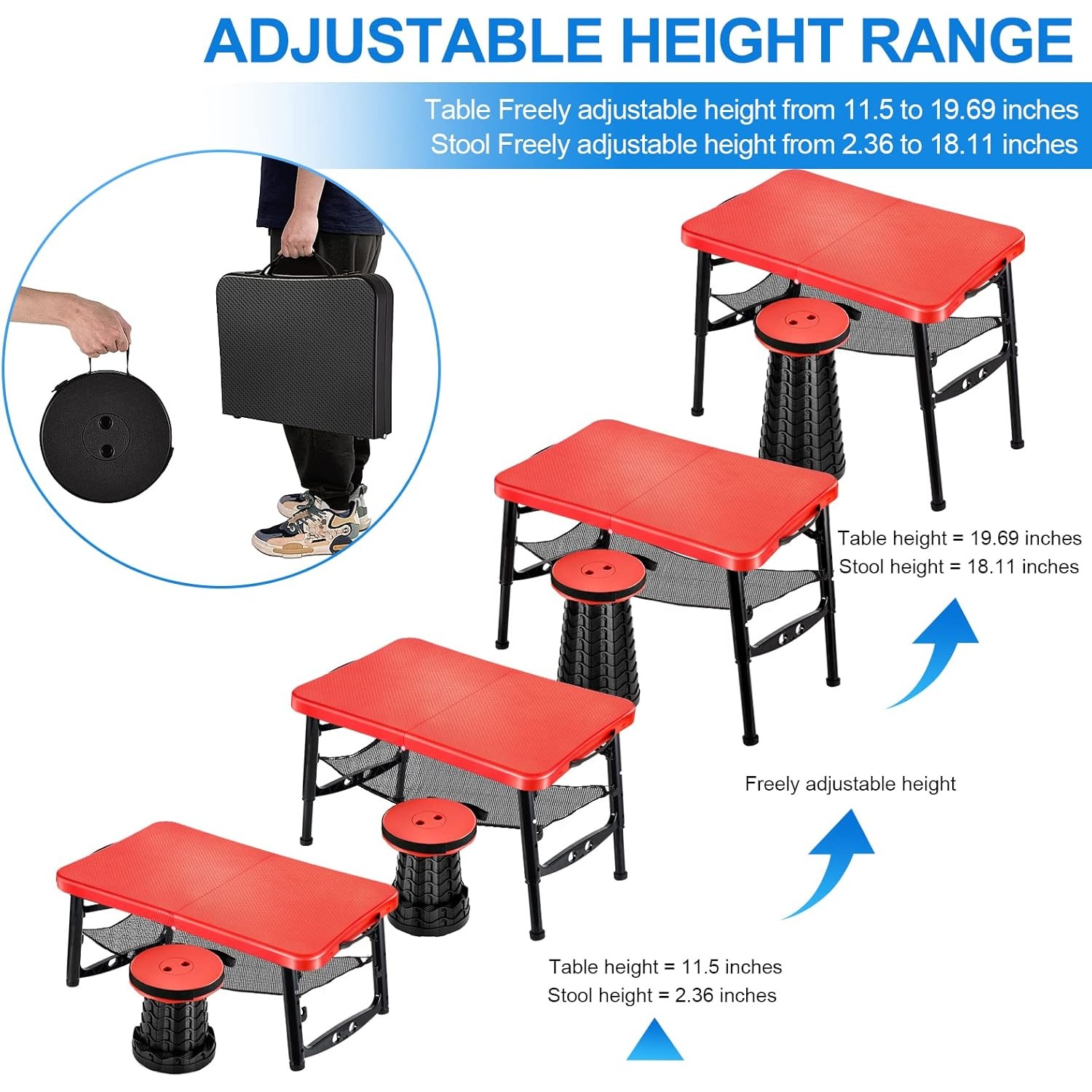 ชุดโต๊ะและสตูลพับแบบพับเก็บได้ - Inversion Table Fold บทวิจารณ์และราคา